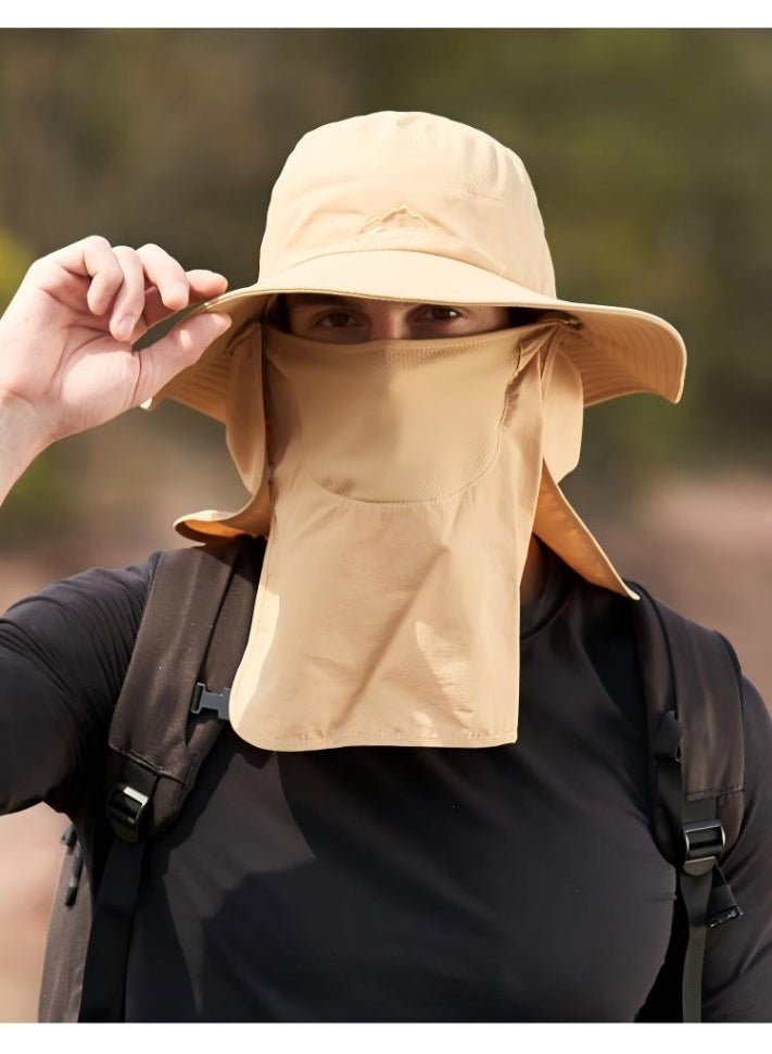 MAGNISHAN Unisex Khaki Outdoor Sun Hat with Face and Neck Cover Quick Dry Breathable Fishing and Hiking Bucket Hat - Image 2